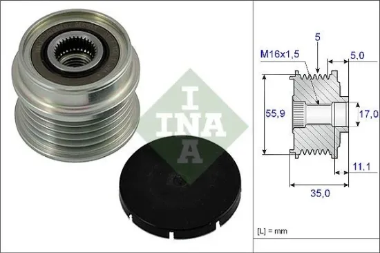 Alternatör kasnağı passat-a4-a6 1.6-1.8t benzin -1.9 tdı afn-alz-alt-avf-awt ına 038903119m/ 022903119d/ 038903119j resmi