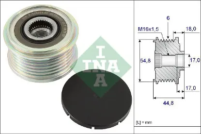Alternatör kasnağı clıo ıı-mgn-kng-scenıc k4m-k4j-k9k-f4p 6 kanal rulmanlı ayarlı ına 7701477689/ 7700110616 resmi