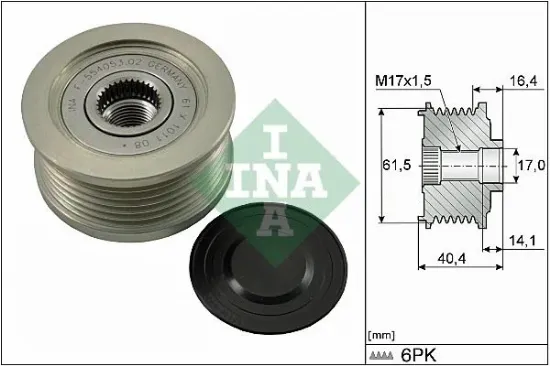 Alternatör gergi kasnağı doblo-grande punto 1.9 jtd-astra h-vectra c-zafıra-sıgnum 1.9 cdtı 05- ına 9949129/ 1204413/ 93182514/ 9951269 resmi