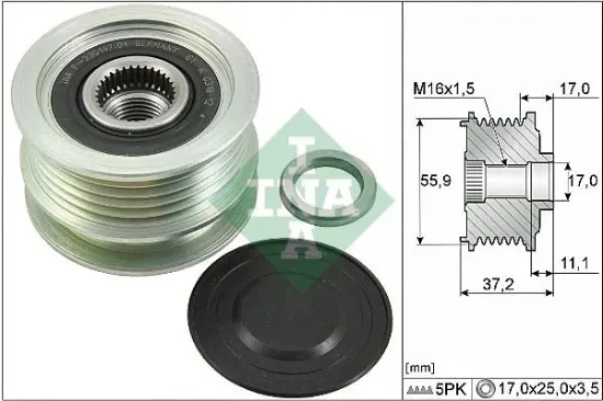 Alternatör kasnağı mgn-clıo ıı-kng-twng-symbol ıı 01- 5 kanallı k9k-k4m ına 8200113636 resmi