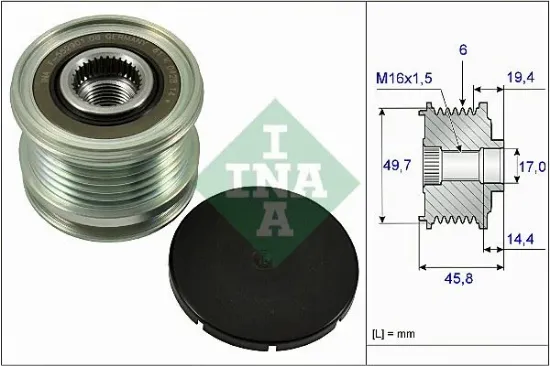 Alternator kasnagı mercedes w204 w205 c218 w212 w222 x204 w166 c292 w639 w447 b906 ına a6461550115 resmi