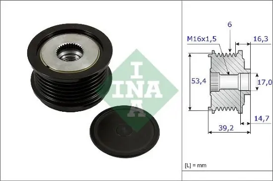 Alternatör kasnağı 39.2mm cmax-fıesta vı-focus ııı-kuga ıı-transit-connect-courıer 1.5-1.6-2.0tdci ına av6q10a352ba/ 31285816 resmi
