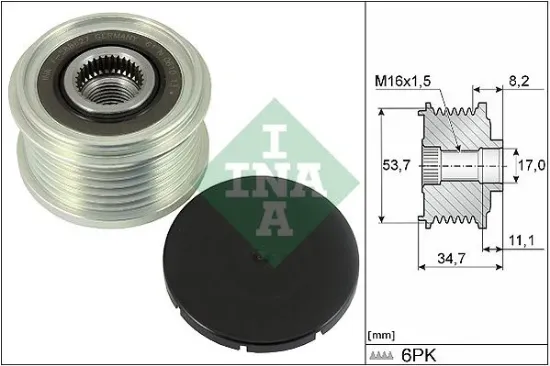 Alternatör kasnağı corsa e 1.3 b13dte-b13dtn-b13dtc-b13dtr ına 39047359/ 39007364/ 95519915/ 1202480 resmi