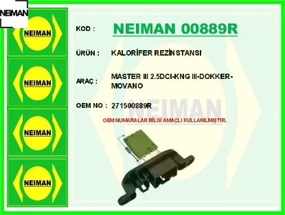 Kalorifer rezinstansı master ııı 2.5dcı-kng ııı-dokker-movano neıman 271500889r resmi