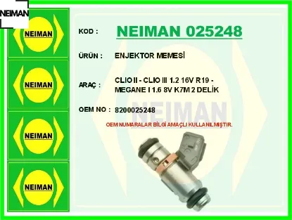 Enjektor memesi clıo ıı - clıo ııı 1.2 16v r19 - megane ı 1.6 8v k7m 2 delik neıman 8200025248 resmi
