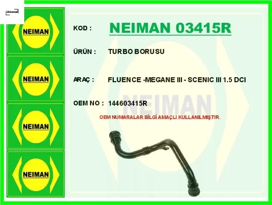 Turbo borusu fluence -megane ııı - scenıc ııı 1.5 dcı 144603415r resmi