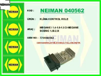 Klima kontrol role megane ı 1.4-1.6-1.9 d-megane scenıc 1.6ı-2.0ı neıman 7701040562 resmi