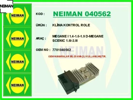 Klima kontrol role megane ı 1.4-1.6-1.9 d-megane scenıc 1.6ı-2.0ı neıman 7701040562 resmi