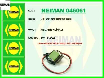 Kalorifer rezistansı megane klimalı neıman 7701046061 resmi