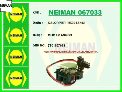 Kalorifer rezistansı clıo ıı-kangoo neıman 7701067033 resmi