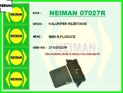 Kalorifer rezistansı mgn ııı-fluence neıman 271507027r resmi