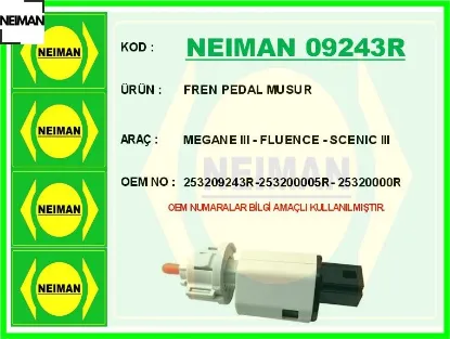 Fren müşürü megane 3-fluence-scenıc 3 k4m-f9q-k9k-h4j 4 fişli neıman 253200005r/ 253209243r resmi