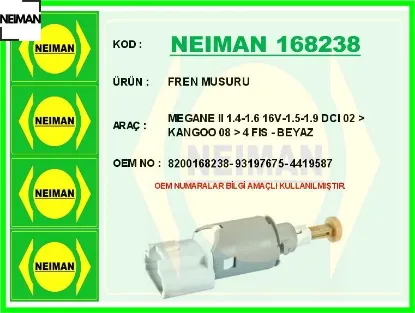 Fren musuru megane ıı 1.4-1.6 16v-1.5-1.9 dcı 02 kangoo 08 4 fıs - beyaz neıman 8200168238/ 93197675/ 4419587 resmi