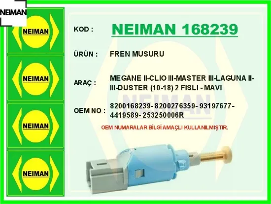 Fren musuru megane ıı-clıo ııı-master ııı-laguna ıı-ııı-duster 10-18 2 fıslı - mavı neıman 8200168239/ 8200276359/ 93197677/ 4419 resmi