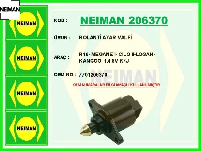 Rolanti ayar valfi r19- megane ı- cılo ıı-logan-kangoo 1.4 8v k7j neıman 7701206370 resmi