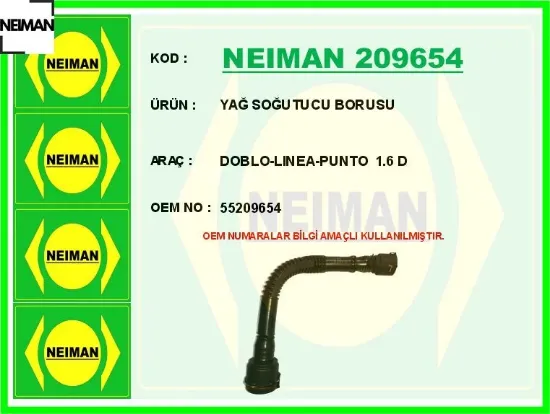 Yağ soğutucu borusu doblo-lınea-punto 1.6 d neıman 55209654 resmi