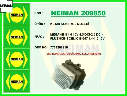 Klıma kontrol rolesi megane ııı 1.6 16v-1.5 dcı-2.0 dcı-fluence-scenıc ııı-207 1.4-1.6 16v neıman 7701209850 resmi