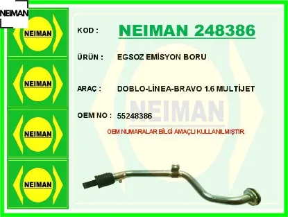 Egsoz emisyon boru doblo-linea-bravo 1.6 multijet neıman 55248386 resmi