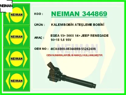 Ateşleme bobini fıat egea 15 500x 14 jeep renegade 14 18 1.6 16v neıman 46344869/ 46344869/ 55242406 resmi