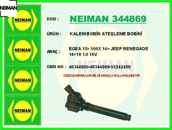 Ateşleme bobini fıat egea 15 500x 14 jeep renegade 14 18 1.6 16v neıman 46344869/ 46344869/ 55242406 resmi