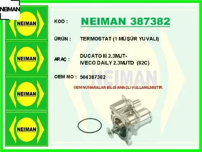 Termostat 1 müşür yuvalı ducato ııı 2.3mjt-ıveco daıly 2.3mjtd 82c neıman 504387382 resmi