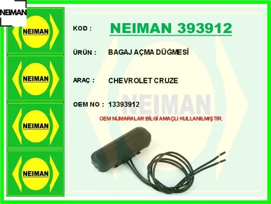 Bagaj açma düğmesi chevrolet cruze neıman 13393912 resmi