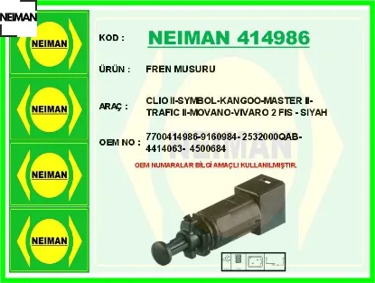 Fren musuru clıo ıı-symbol-kangoo-master ıı-trafıc ıı-movano-vıvaro 2 fıs - sıyah neıman 7700414986/ 9160984/ 2532000qab/ 44140 resmi