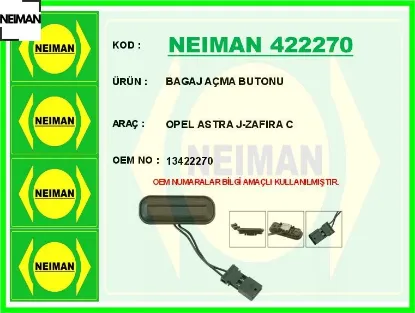 Bagaj açma butonu opel astra j-zafıra c neıman 13422270 resmi