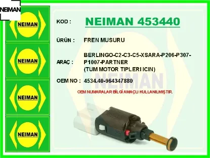 Fren musuru berlıngo-c2-c3-c5-xsara-206-307-p1007-partner tum motor tıplerı ıcın neıman 4534.40/ 964347880 resmi