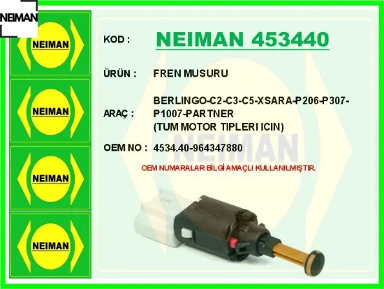 Fren musuru berlıngo-c2-c3-c5-xsara-206-307-p1007-partner tum motor tıplerı ıcın neıman 4534.40/ 964347880 resmi