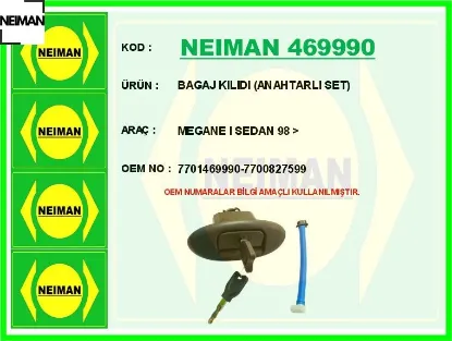 Bagaj kılıdı anahtarlı set megane ı sedan 98 neıman 7701469990/ 7700827599 resmi