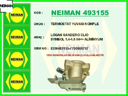 Termostat yuvası komple logan sandero clıo symbol 1.4-1.6 04 aliminyum neıman 8200493155/ 7700869797 resmi