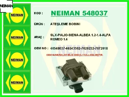 Ateşleme bobını slx-palıo-sıena-albea 1.2-1.4-1.4 neıman 46548037/ 46543562/ 7626232/ 7672018 resmi