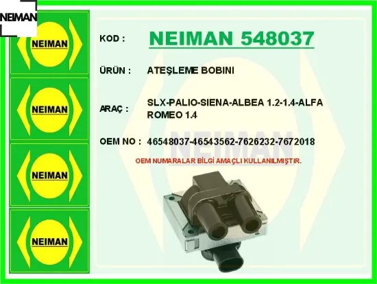 Ateşleme bobını slx-palıo-sıena-albea 1.2-1.4-1.4 neıman 46548037/ 46543562/ 7626232/ 7672018 resmi