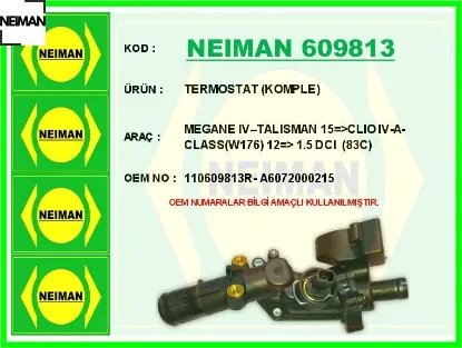 Termostat komple megane ıv talısman 15 clıo ıv-a-class w176 12 1.5 dcı 83c neıman 110609813r/ a6072000215 resmi