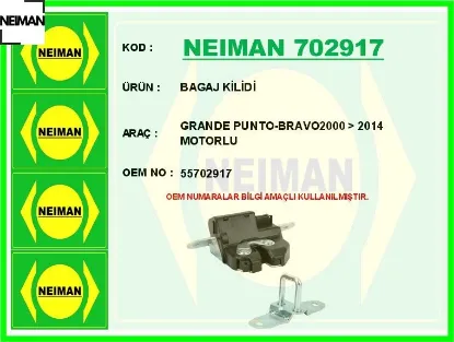 Bagaj kilidi grande punto-bravo2000 2014 motorlu neıman 55702917 resmi