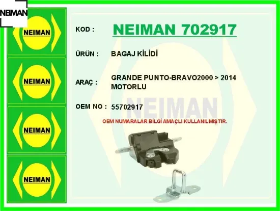 Bagaj kilidi grande punto-bravo2000 2014 motorlu neıman 55702917 resmi