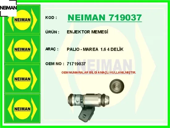 Enjektor memesi palıo - marea 1.6 4 delik neıman 71719037 resmi