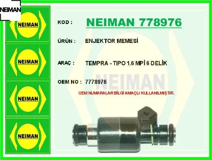 Enjektor memesi tempra - tıpo 1.6 mpi 6 delik neıman 7778976 resmi