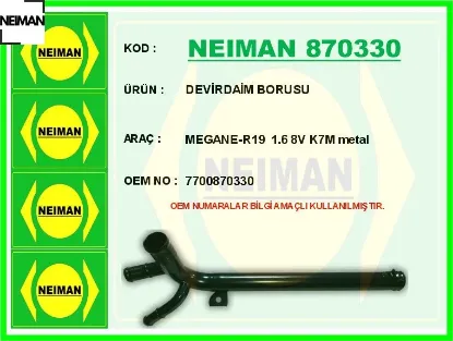 Devirdaim borusu megane-r19 1.6 8v k7m metal neıman 7700870330 resmi