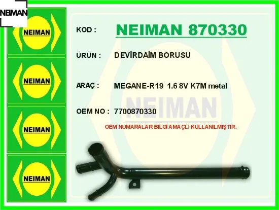 Devirdaim borusu megane-r19 1.6 8v k7m metal neıman 7700870330 resmi