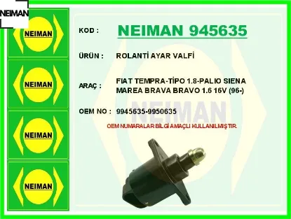 Rolanti ayar valfi tempra-tipo 1.8-palıo sıena marea brava bravo 1.6 16v 96- neıman 9945635/ 9950635 resmi