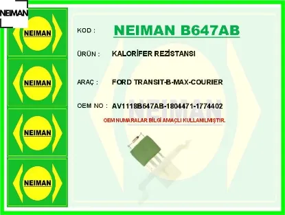 Kalorifer rezistansı transıt-b-max-courıer neıman av1118b647ab/ 1804471/ 1774402 resmi