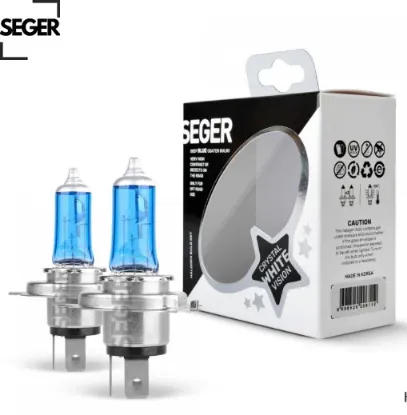Ampul h4 12v 100/90w p43t crystal white yüksek güç. 4.500k beyaz ışık p43 tırnaklı seger  resmi