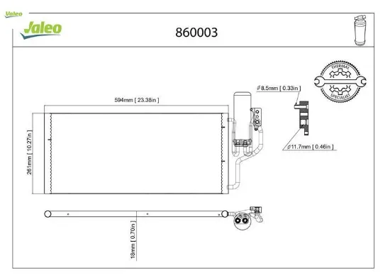 Klima radyatörü kondenseri kurutucu ile combo-corsa c 1.3cdtı-1.7cdtı 03 548x261x16 valeo 93177423/ 1850093/ 13106020 resmi