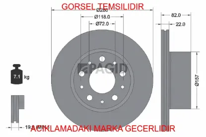Fren diski arka fıat ducato 21> 280x22x81.9 5 delik havalandırmalı delphı 52161295/ 52161296 resmi