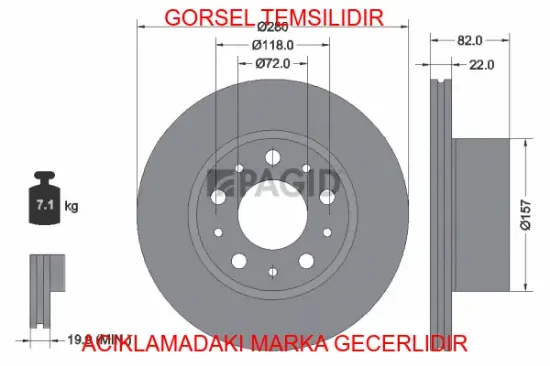 Fren diski arka fıat ducato 21> 280x22x81.9 5 delik havalandırmalı delphı 52161295/ 52161296 resmi