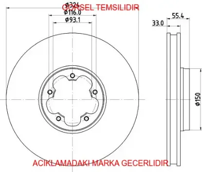Ön fren disk ayna tekli paket -boyalı transıt v362 20 delphı jk211125ga/ 2199111 resmi