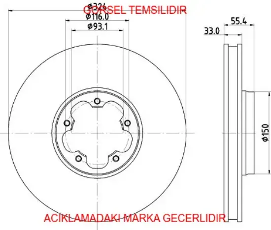 Ön fren disk ayna tekli paket -boyalı transıt v362 20 delphı jk211125ga/ 2199111 resmi