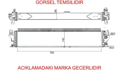 Turbo radyatörü ducato 2.2 jtd 21 brazıng 780x142x56 52179696 resmi